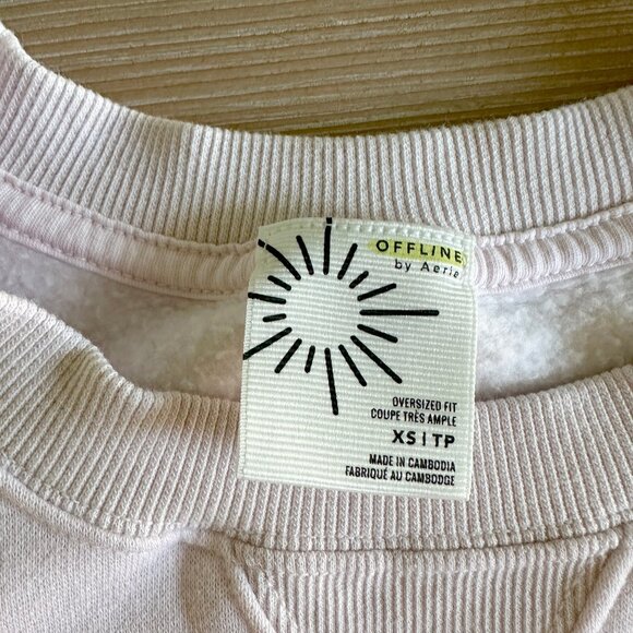 Aerie Offline Cloud Fleece Oversized Crewneck Pink Petal - XS Extra Small - Picture 5 of 7